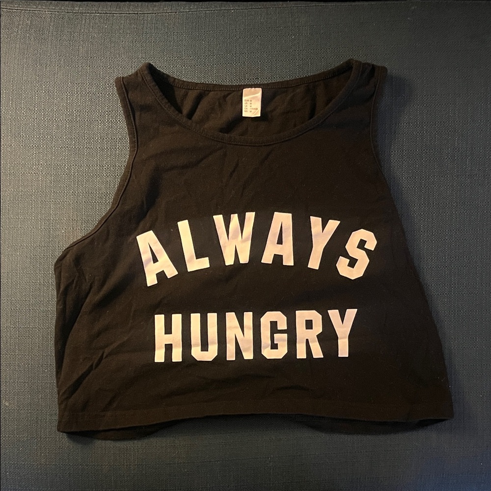 Black 'Always Hungry' Crop Top